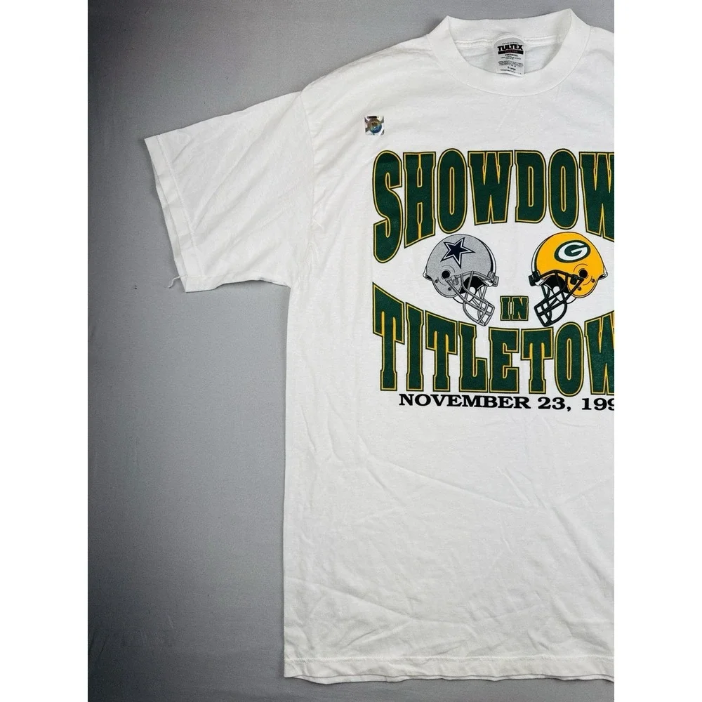 Vintage 1997 Cowboys vs Packers Showdown Titletown NFL T Shirt XL USA